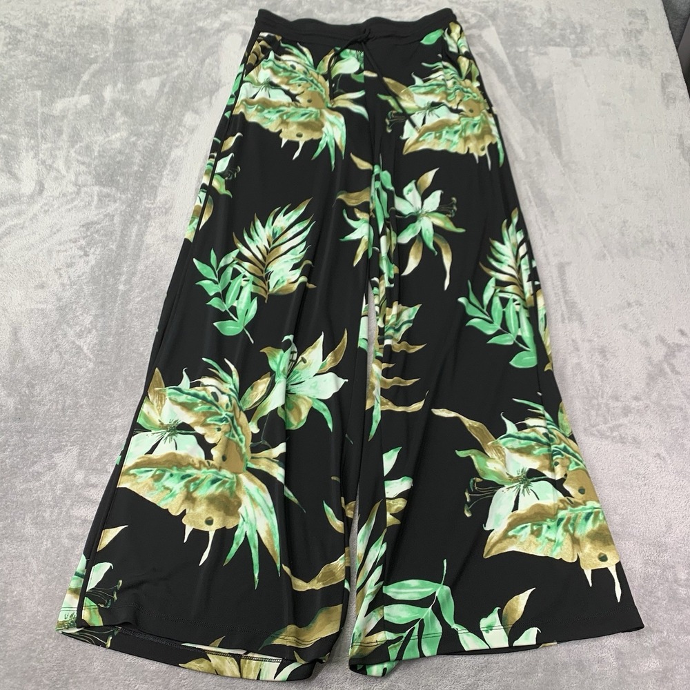Lauren Ralph Lauren Pants Lounge Tropical Black Wide Leg Palazzo Resort Small